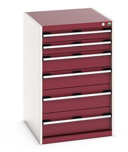 40027027.** Bott Cubio drawer cabinet with overall dimensions of 650mm wide x 750mm deep x 1000mm high Cabinet consists of 2 x 100mm, 2 x 150mm and 2 x 200mm high drawers 100% extension drawer with internal dimensions of 525mm wide x 625mm deep. The drawers...